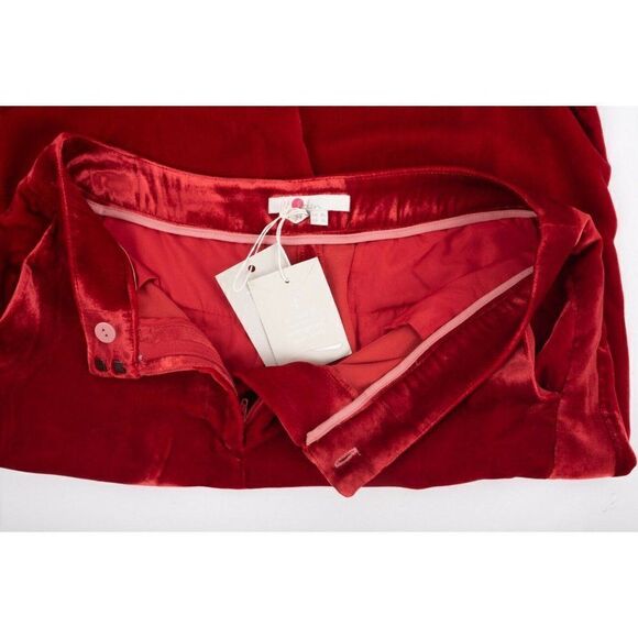 Boden Womens Selwood Velvet Silk Pants UK 8L US4 4L Tall Red Wide Leg NWT - Picture 7 of 9